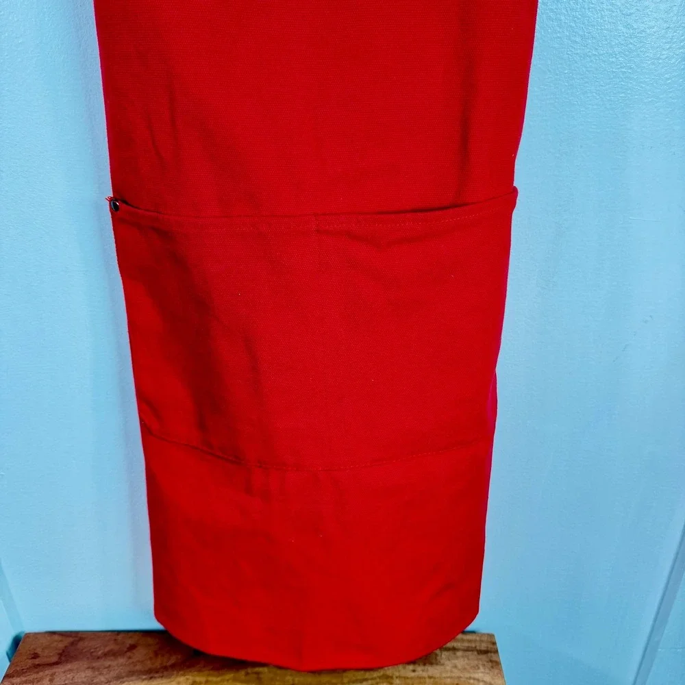 Makers Mark Red Canvas Bib Apron with Pockets and Cross Back‎ Straps